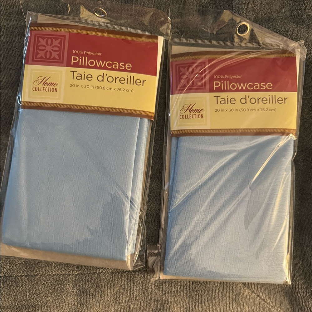 Light Blue Standard Pillowcases - Set of Two, New in Package